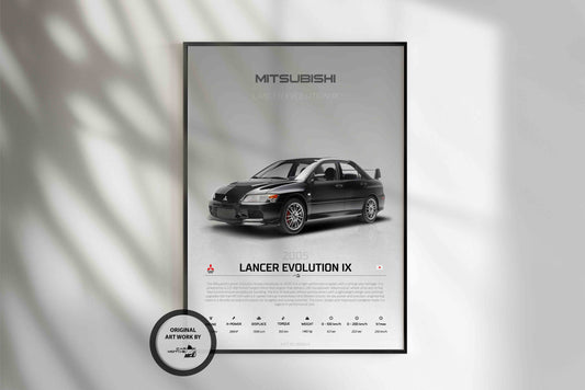 Mitsubishi Lancer EVO IX Poster (2005) - STUDIO MONTAGE 3/4 SIDE