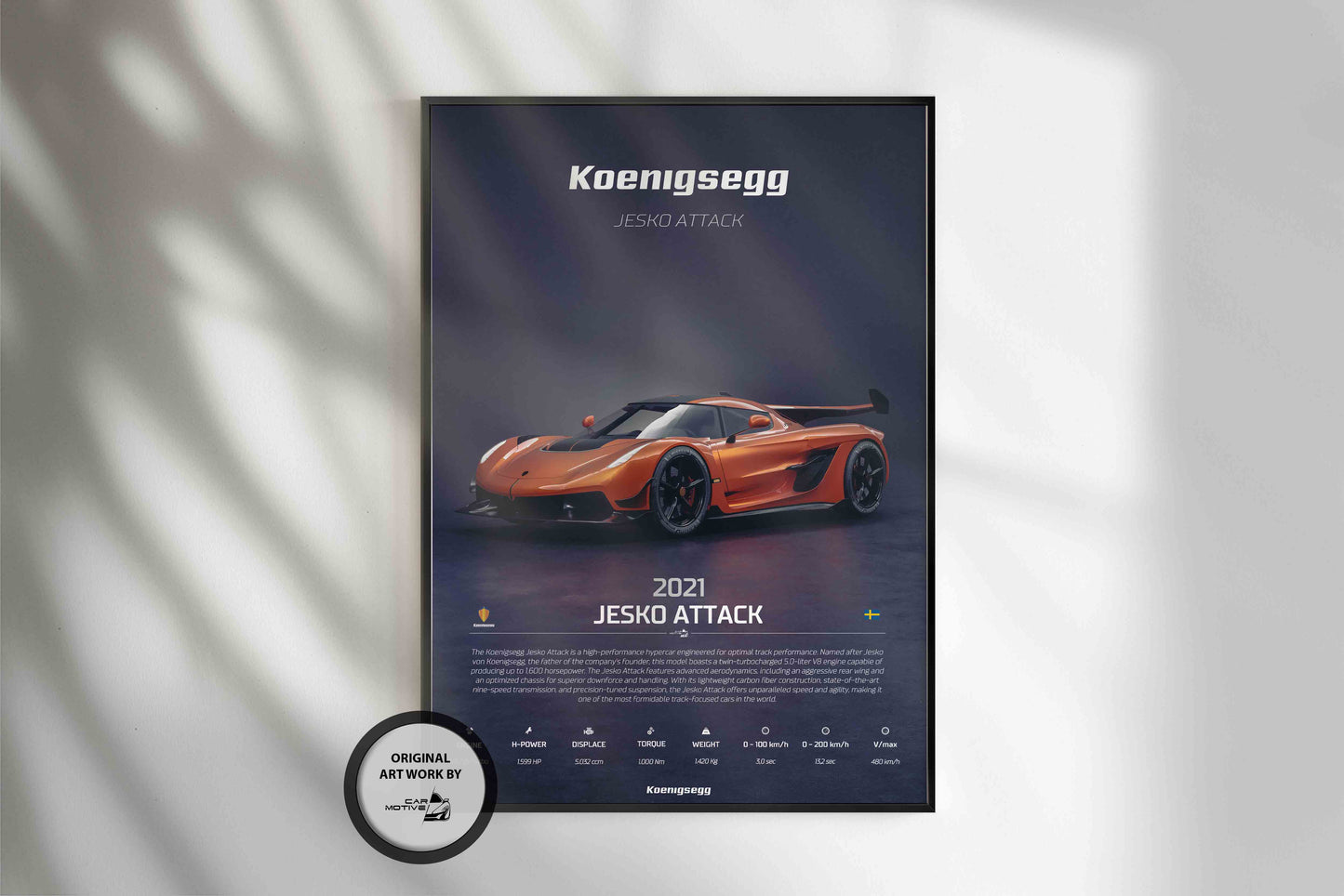Koenigsegg Jesko Attack (2021) - 3D RENDER STUDIO 3/4 SIDE