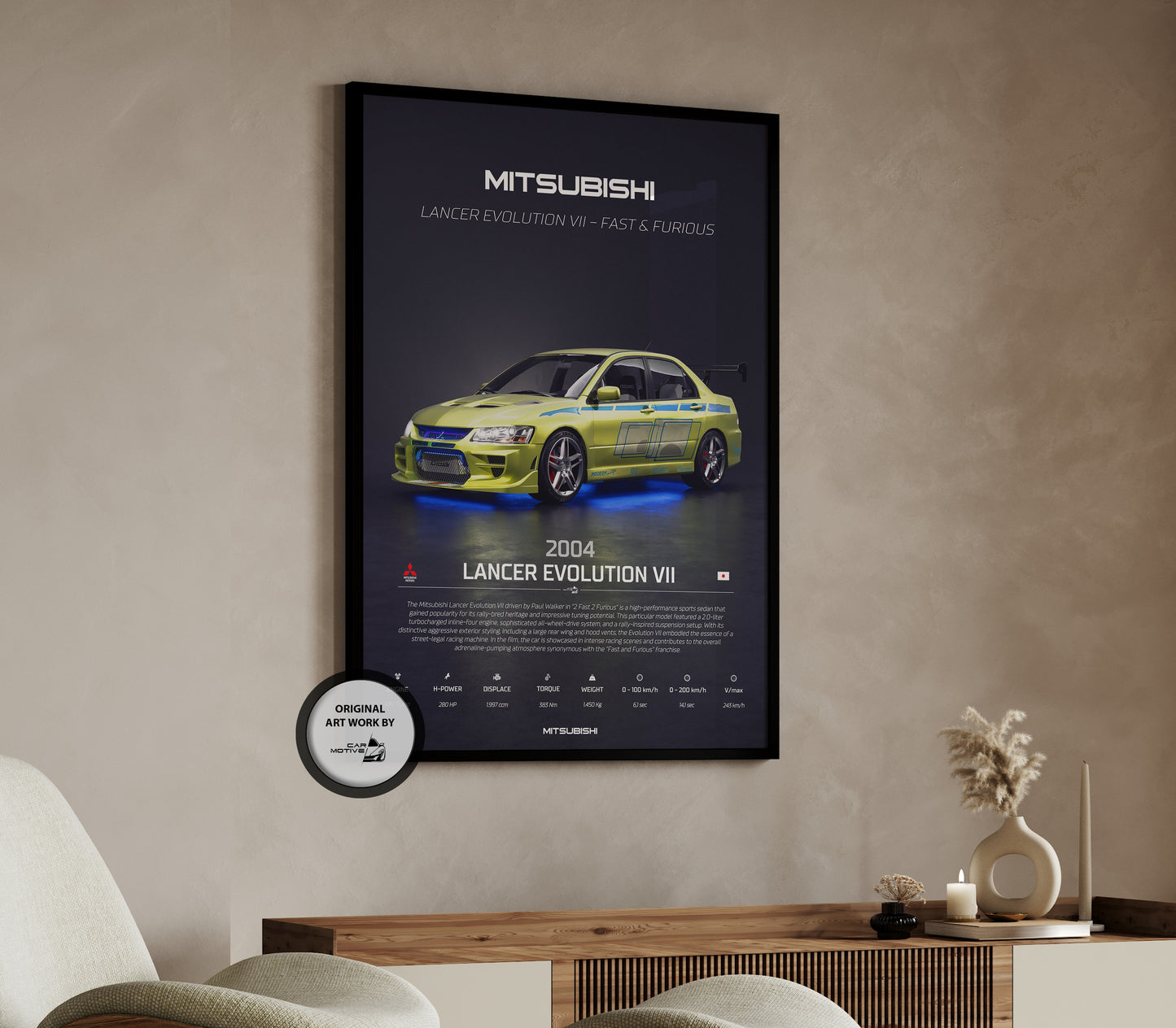 Mitsubishi Lancer Evolution VII (2004) - 3D RENDER STUDIO 3/4 SIDE