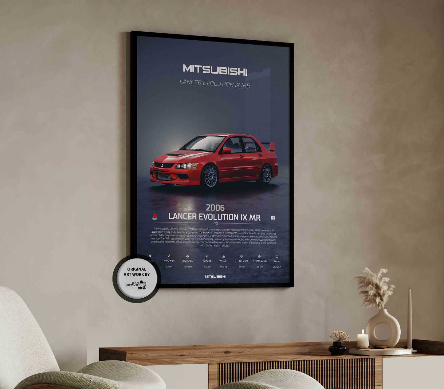 Mitsubishi Lancer Evolution IX MR (2006) - 3D RENDER STUDIO 3/4 SIDE