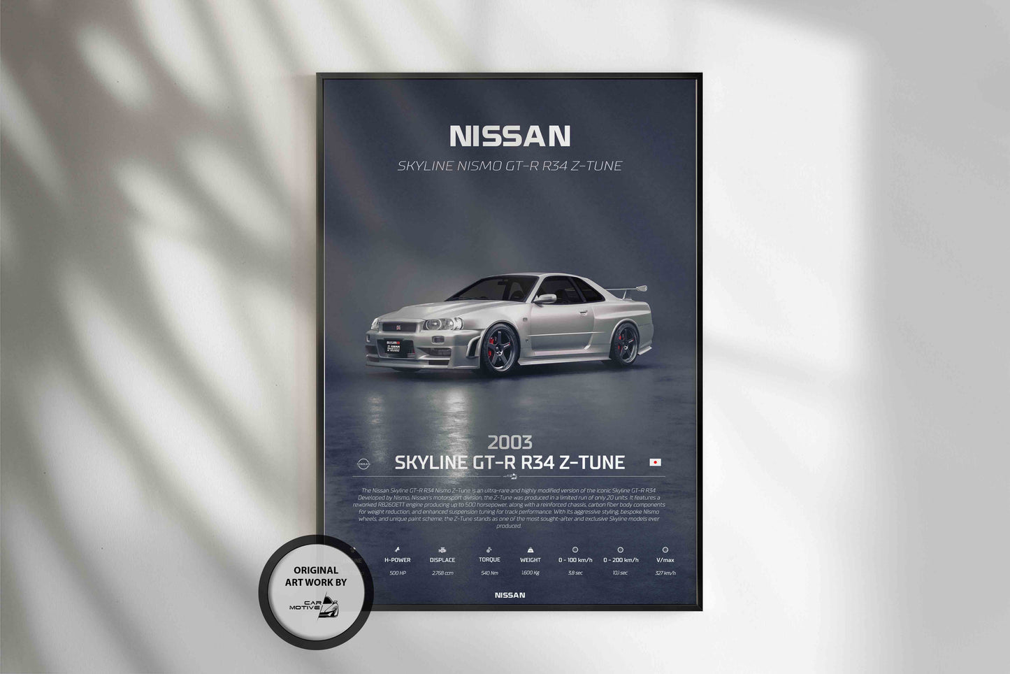 Nissan Skyline GT-R R34 Z-Tune (2003) - 3D RENDER STUDIO 3/4 SIDE