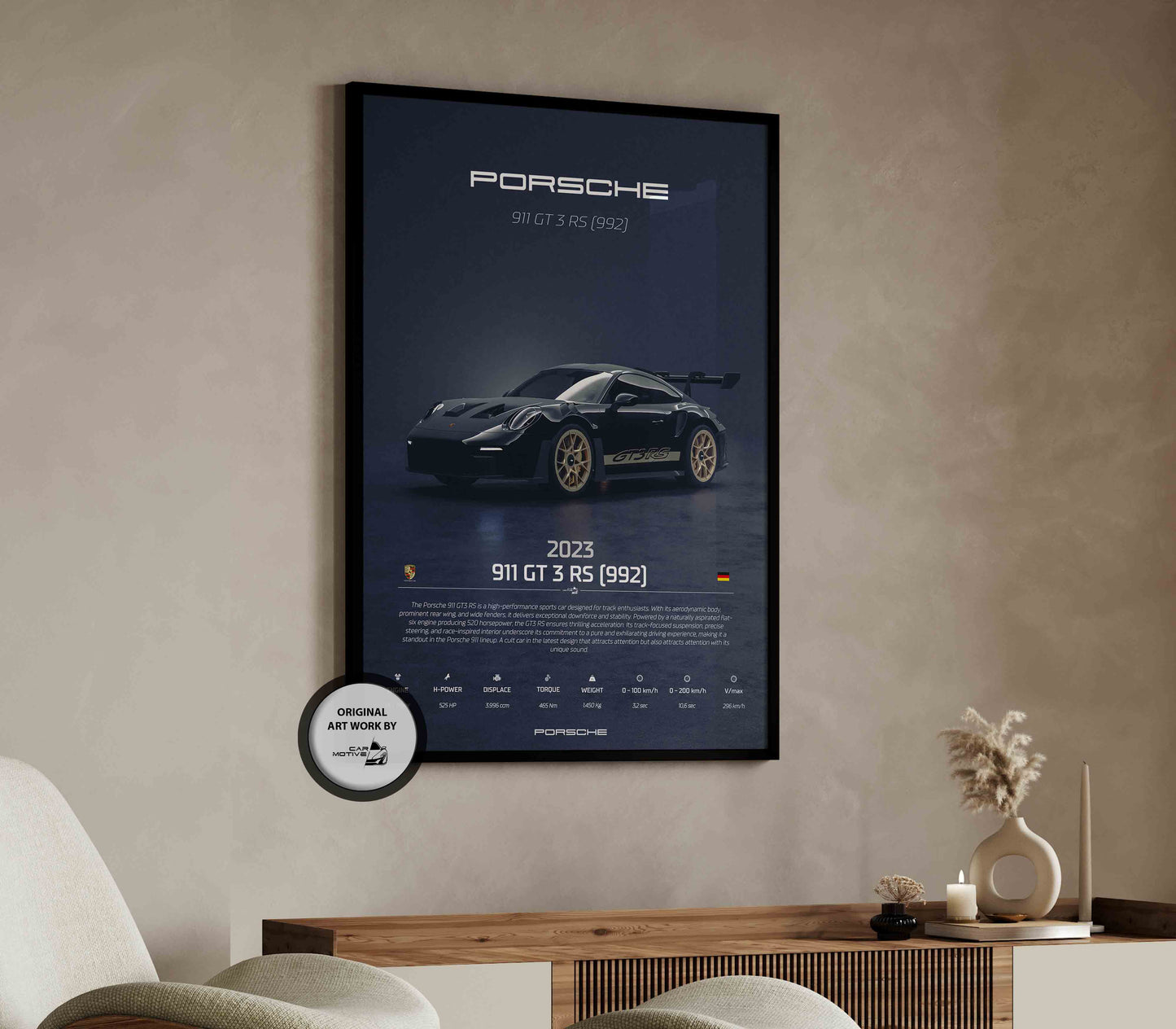 Porsche 911 GT 3 RS (922) (2023) - 3D RENDER STUDIO 3/4 SIDE