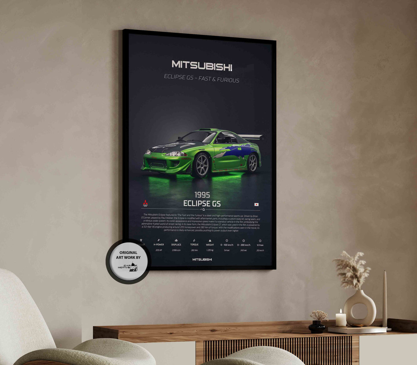 Mitsubishi Eclipse GS (1995) - 3D RENDER STUDIO 3/4 SIDE