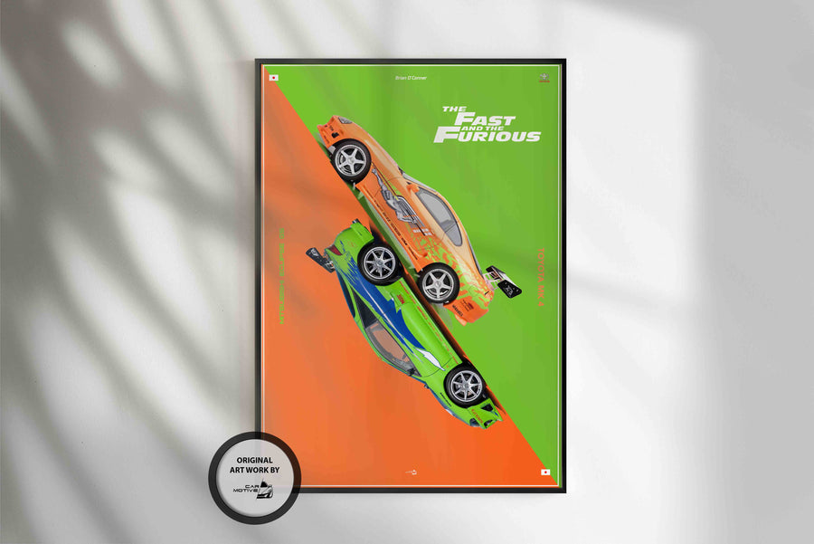 "Fast & Furious" - Toyota Supra MK 4 (1993) VS. Mitsubishi Eclipse GS (1995) - VECTOR ART