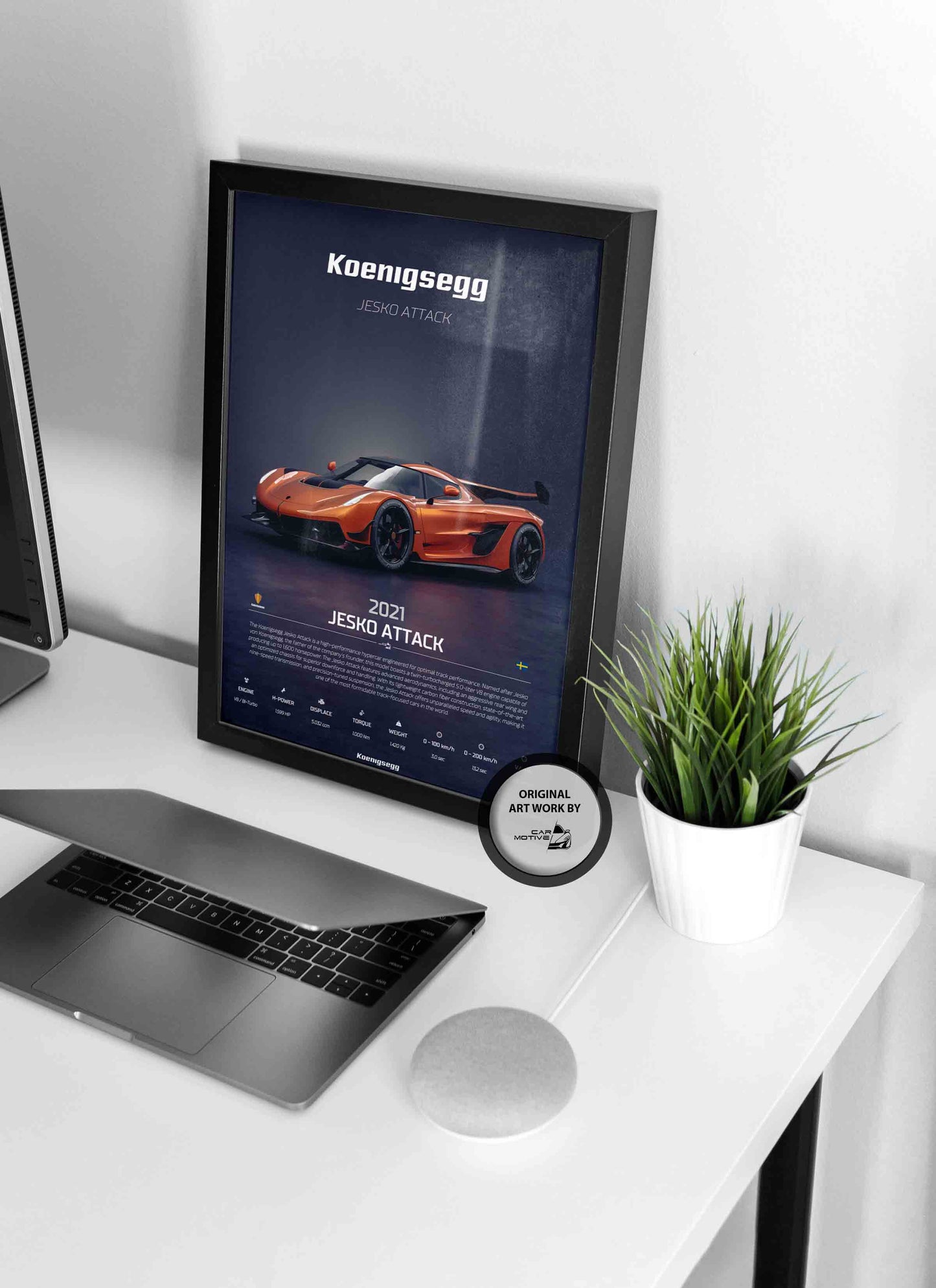 Koenigsegg Jesko Attack (2021) - 3D RENDER STUDIO 3/4 SIDE