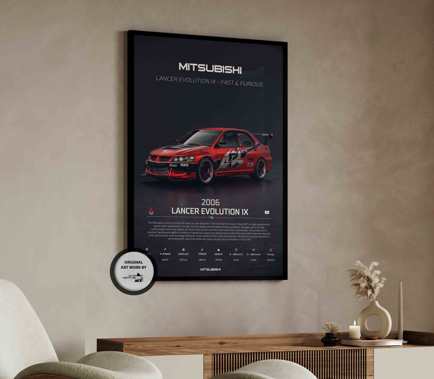 Mitsubishi Lancer Evolution IX (2006) - 3D RENDER STUDIO 3/4 SIDE