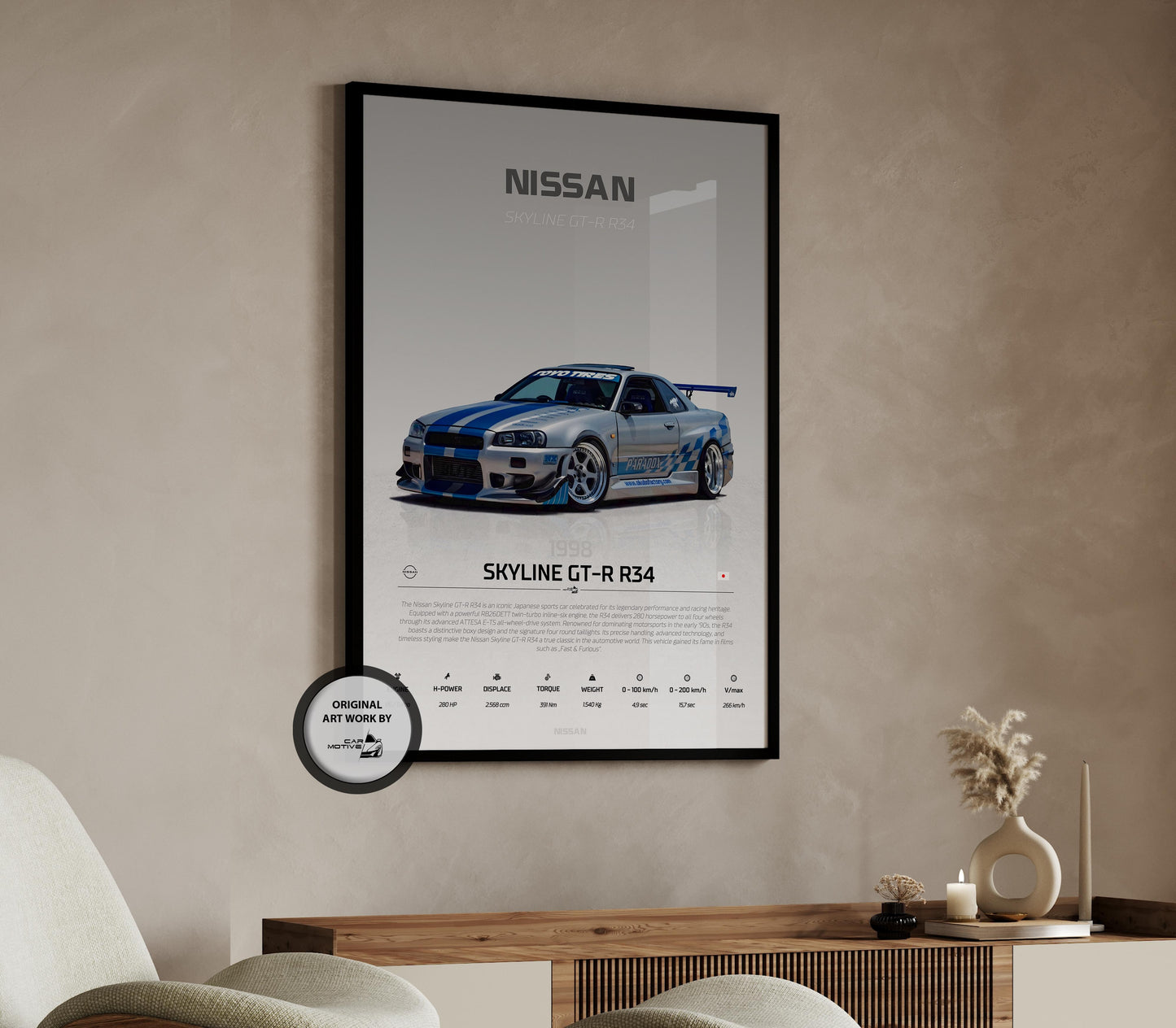 Nissan Skyline GTR-R34 (1999) - STUDIO MONTAGE 3/4 SIDE