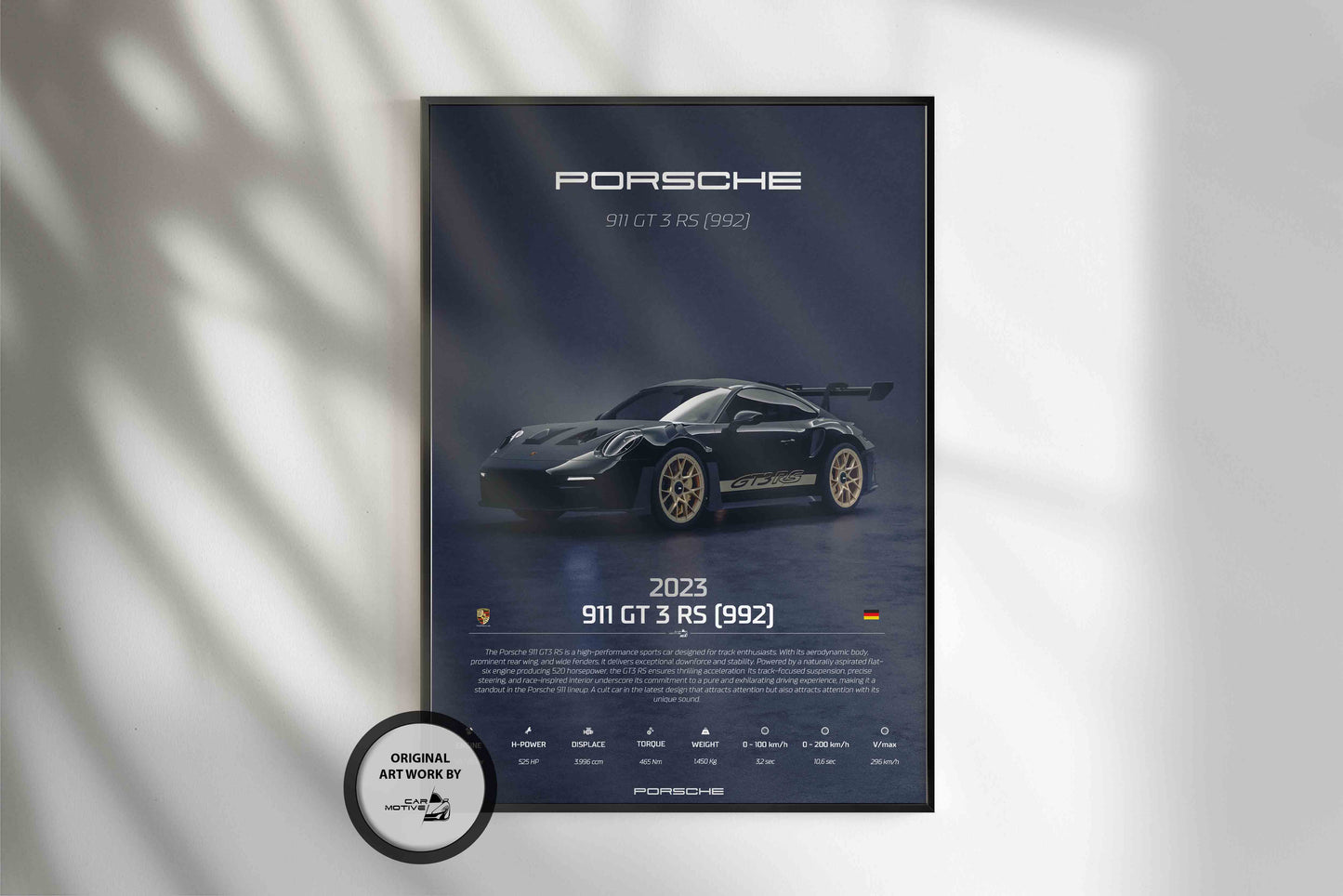 Porsche 911 GT 3 RS (922) (2023) - 3D RENDER STUDIO 3/4 SIDE