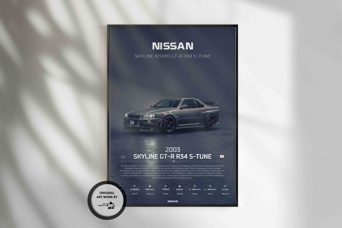Nissan Skyline GT-R R34 S-Tune (2003) - 3D RENDER STUDIO 3/4 SIDE