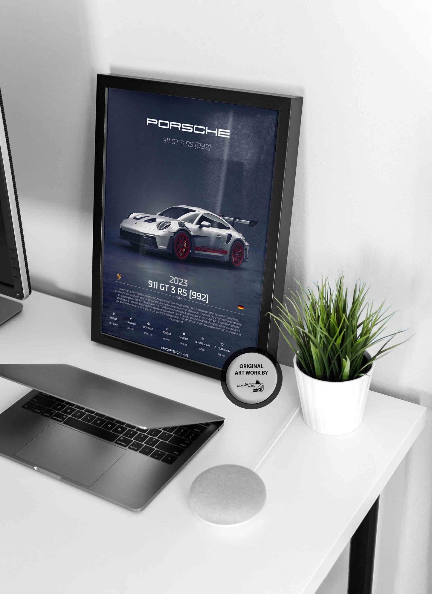 Porsche 911 GT 3 RS (922) (2023) - 3D RENDER STUDIO 3/4 SIDE
