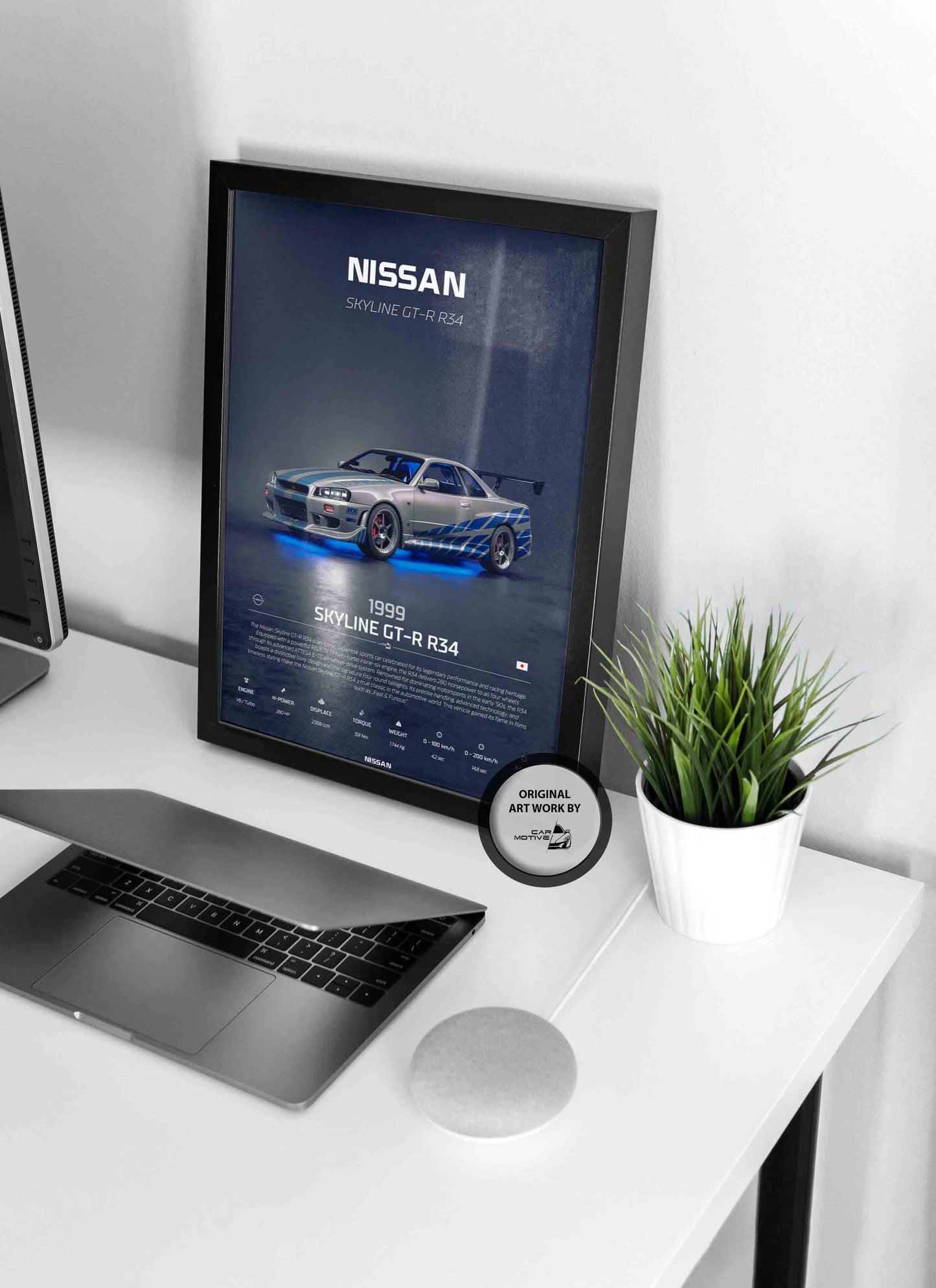 Nissan Skyline GT-R R34 (1999) - 3D RENDER STUDIO 3/4 SIDE