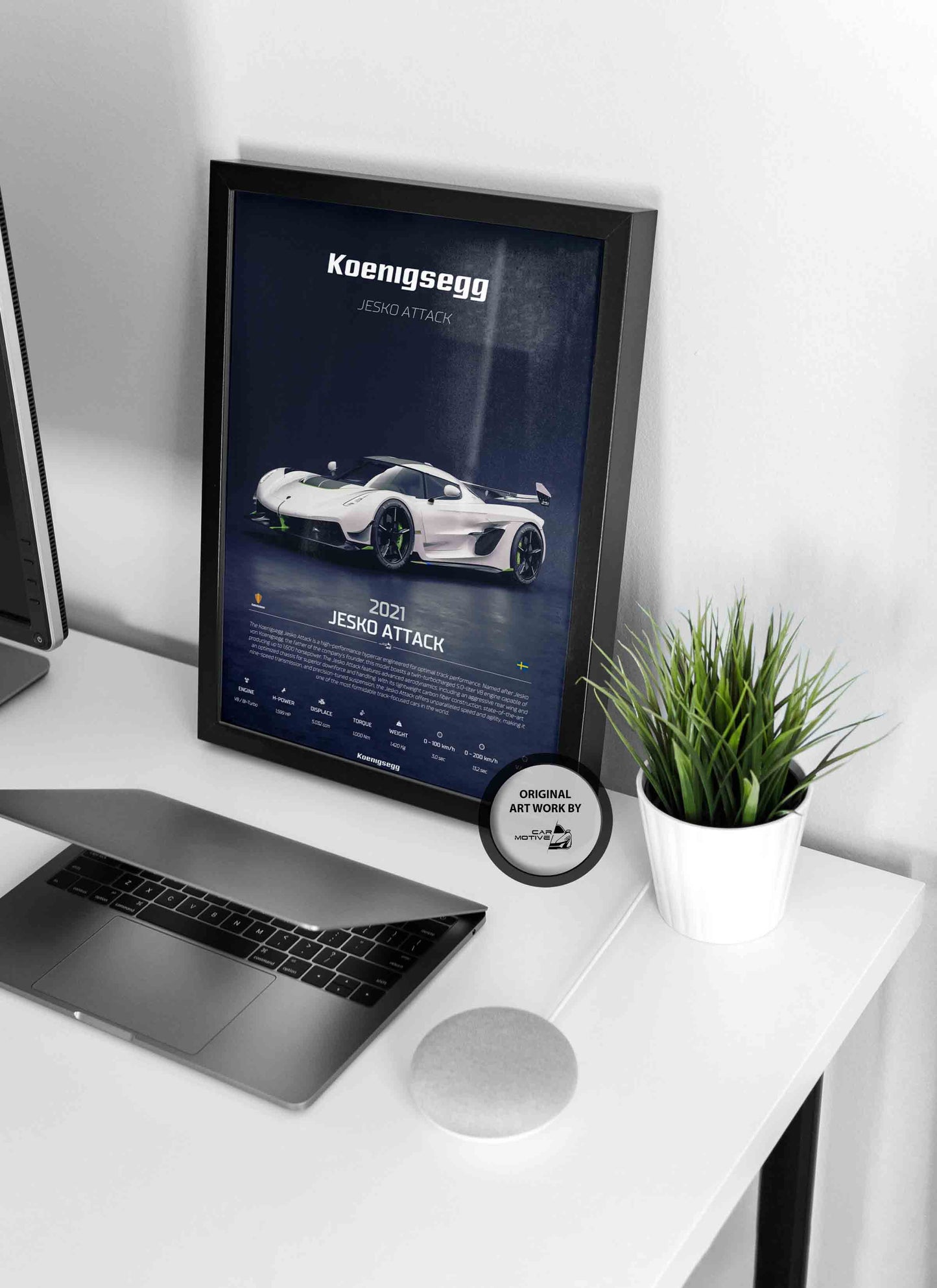 Koenigsegg Jesko Attack 251 (2021) - 3D RENDER STUDIO 3/4 SIDE
