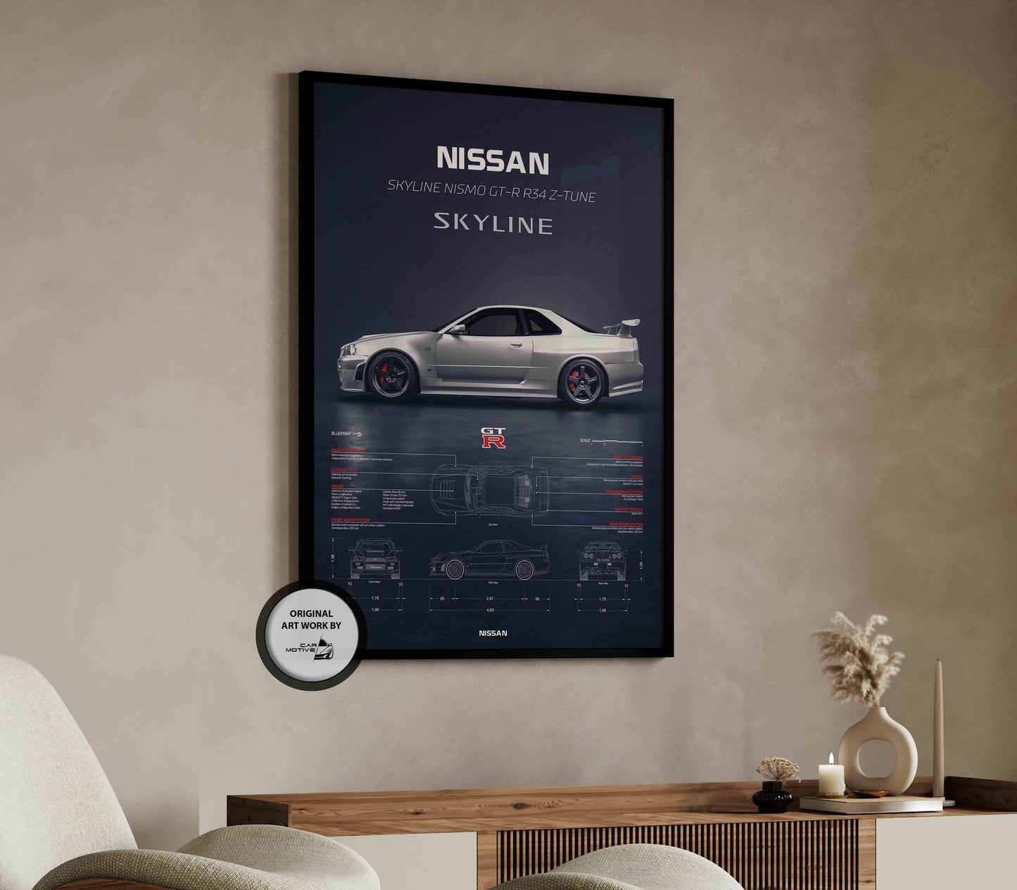 Nissan Skyline GT-R R34 Z-Tune (2003) - 3D RENDER STUDIO SIDE