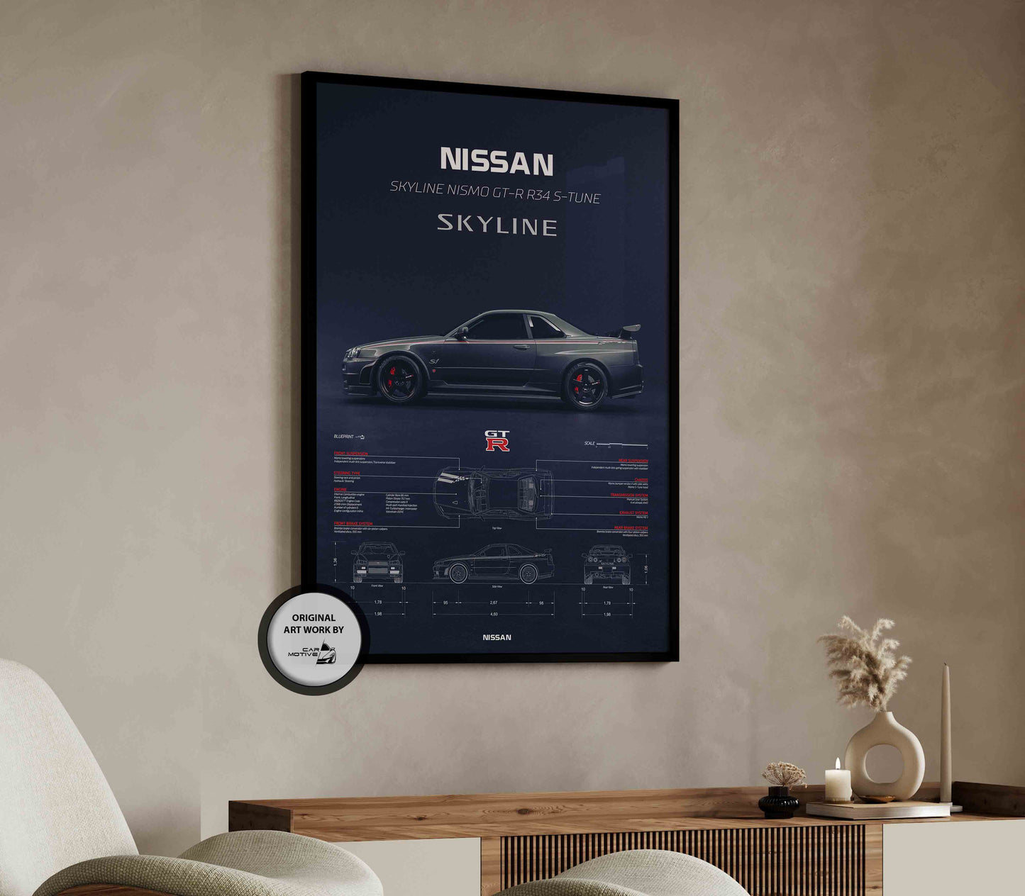 Nissan Skyline GT-R R34 S-Tune (2003) - 3D RENDER STUDIO SIDE