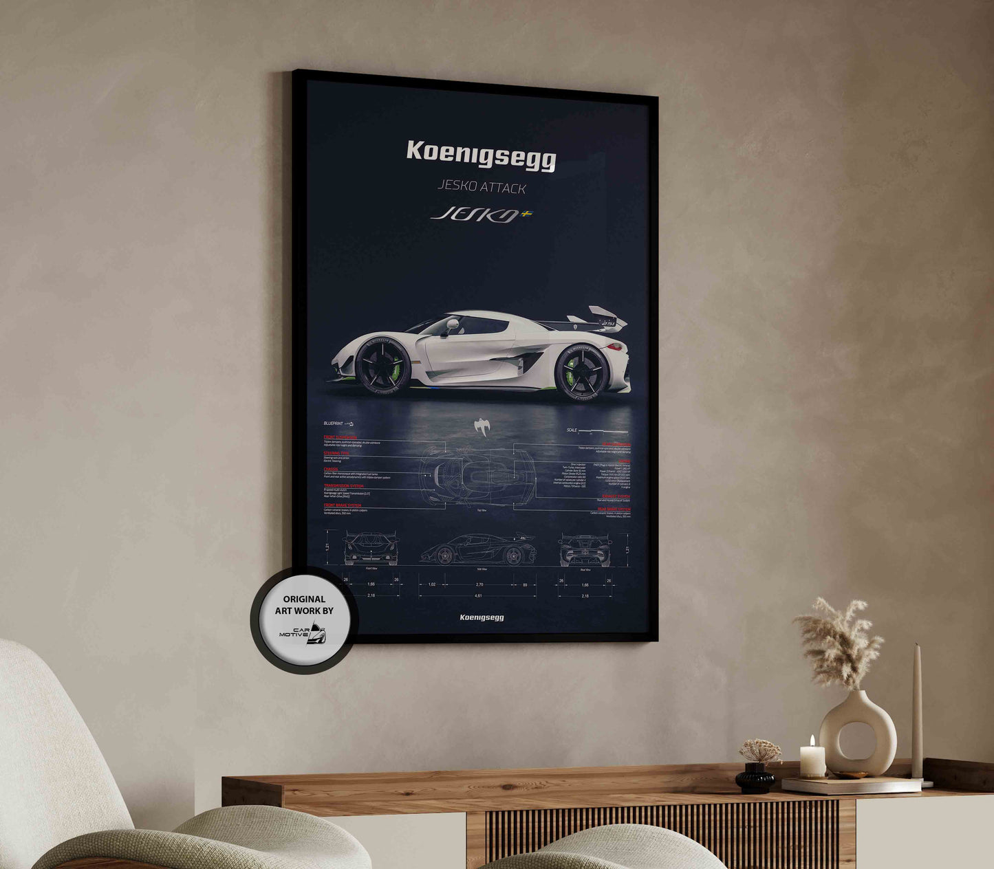 Koenigsegg Jesko Attack 251 (2021) - 3D RENDER STUDIO SIDE