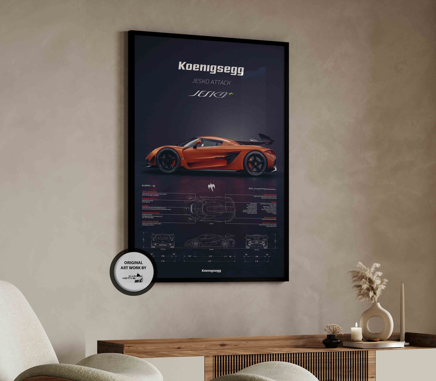 Koenigsegg Jesko Attack (2021) - 3D RENDER STUDIO SIDE