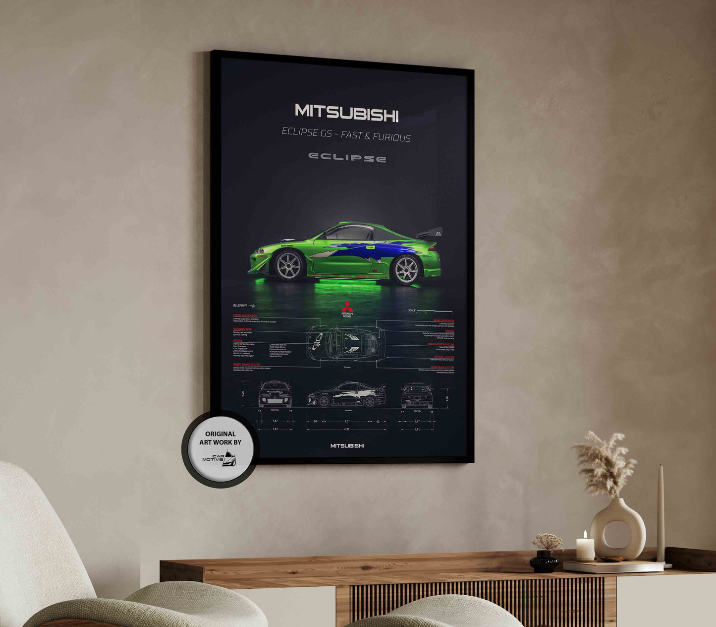 Mitsubishi Eclipse GS (1995) - 3D RENDER STUDIO SIDE