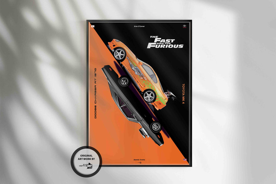 "Fast & Furious" - Toyota Supra MK 4 (1993) VS. Dodge Charger R/T (1970) - VECTOR ART (Kopie)