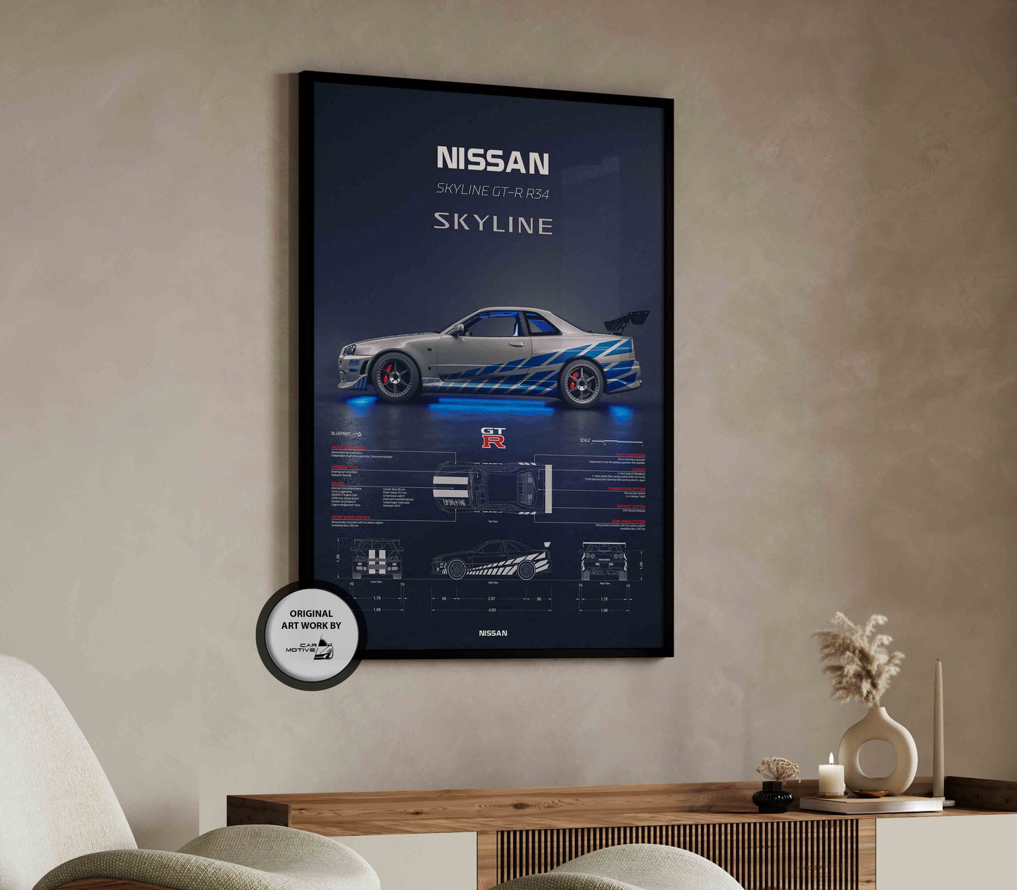 Nissan Skyline GT-R R34 (1999) - 3D RENDER STUDIO SIDE