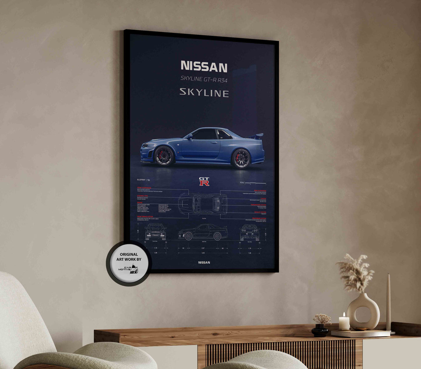 Nissan Skyline GT-R R34 (2002) - 3D RENDER STUDIO SIDE