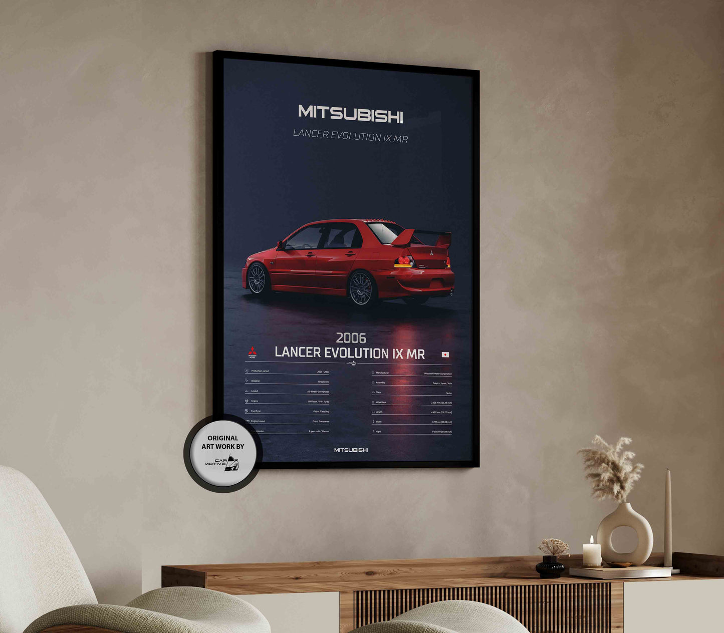 Mitsubishi Lancer Evolution IX MR (2006) - 3D RENDER STUDIO REAR
