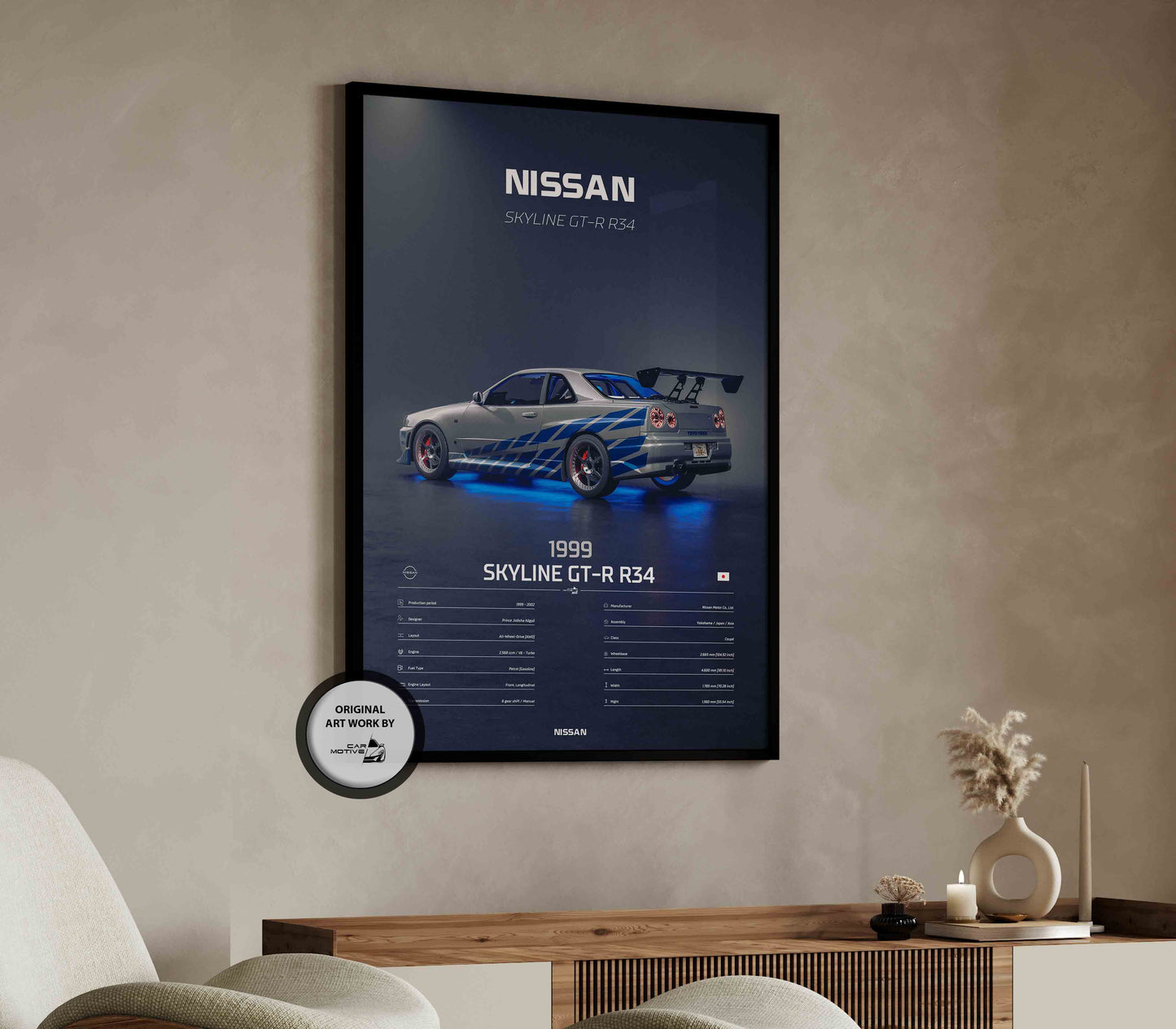 Nissan Skyline GT-R R34 (1999) - 3D RENDER STUDIO REAR