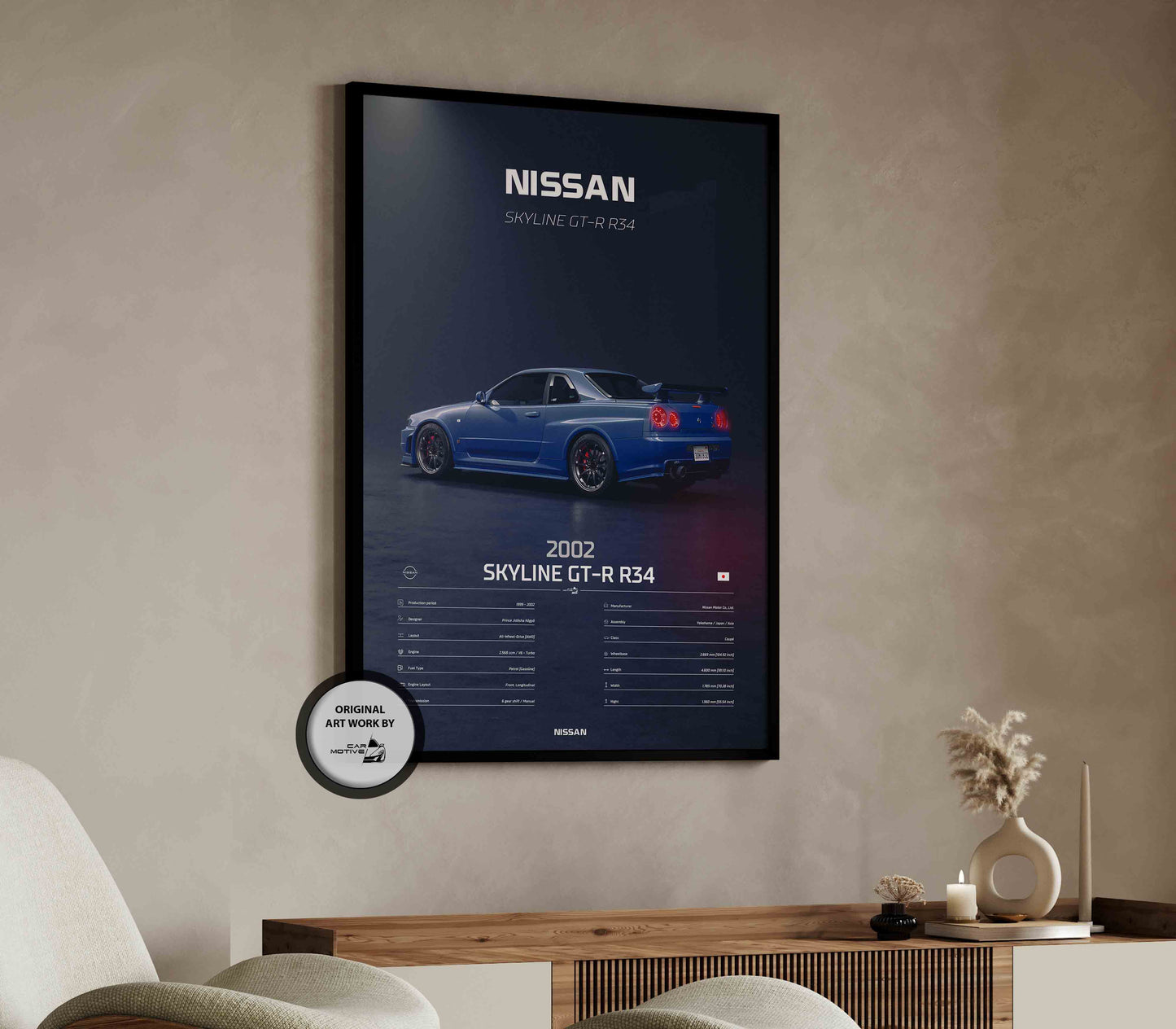 Nissan Skyline GT-R R34 (2002) - 3D RENDER STUDIO REAR