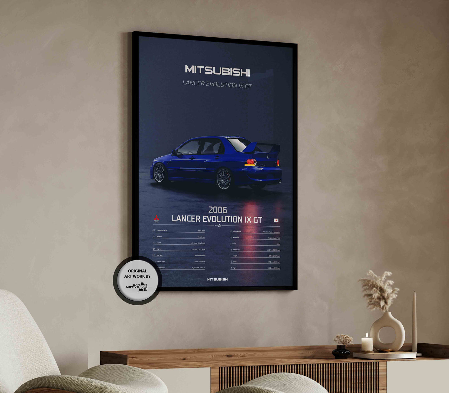 Mitsubishi Lancer Evolution IX GT (2006) - 3D RENDER STUDIO REAR