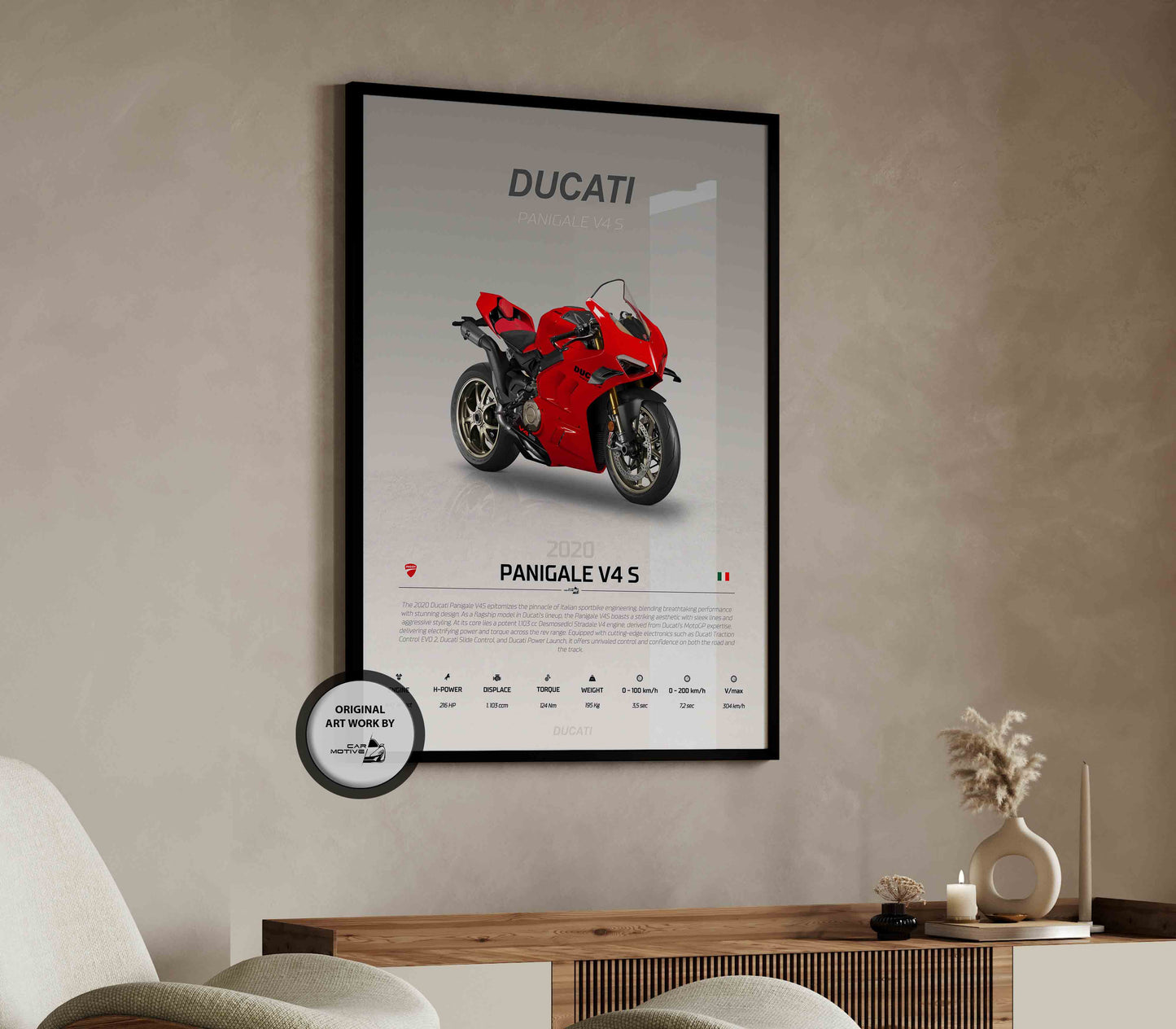 Ducati Panigale V4S (2020) - STUDIO MONTAGE 3/4 SIDE