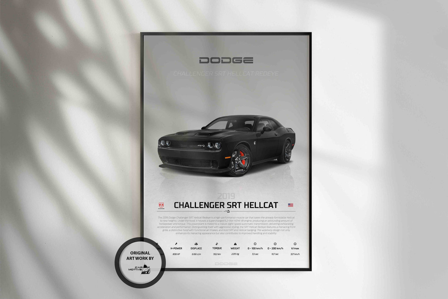 Dodge Challenger SRT Hellcat (2019) - STUDIO MONTAGE 3/4 SIDE