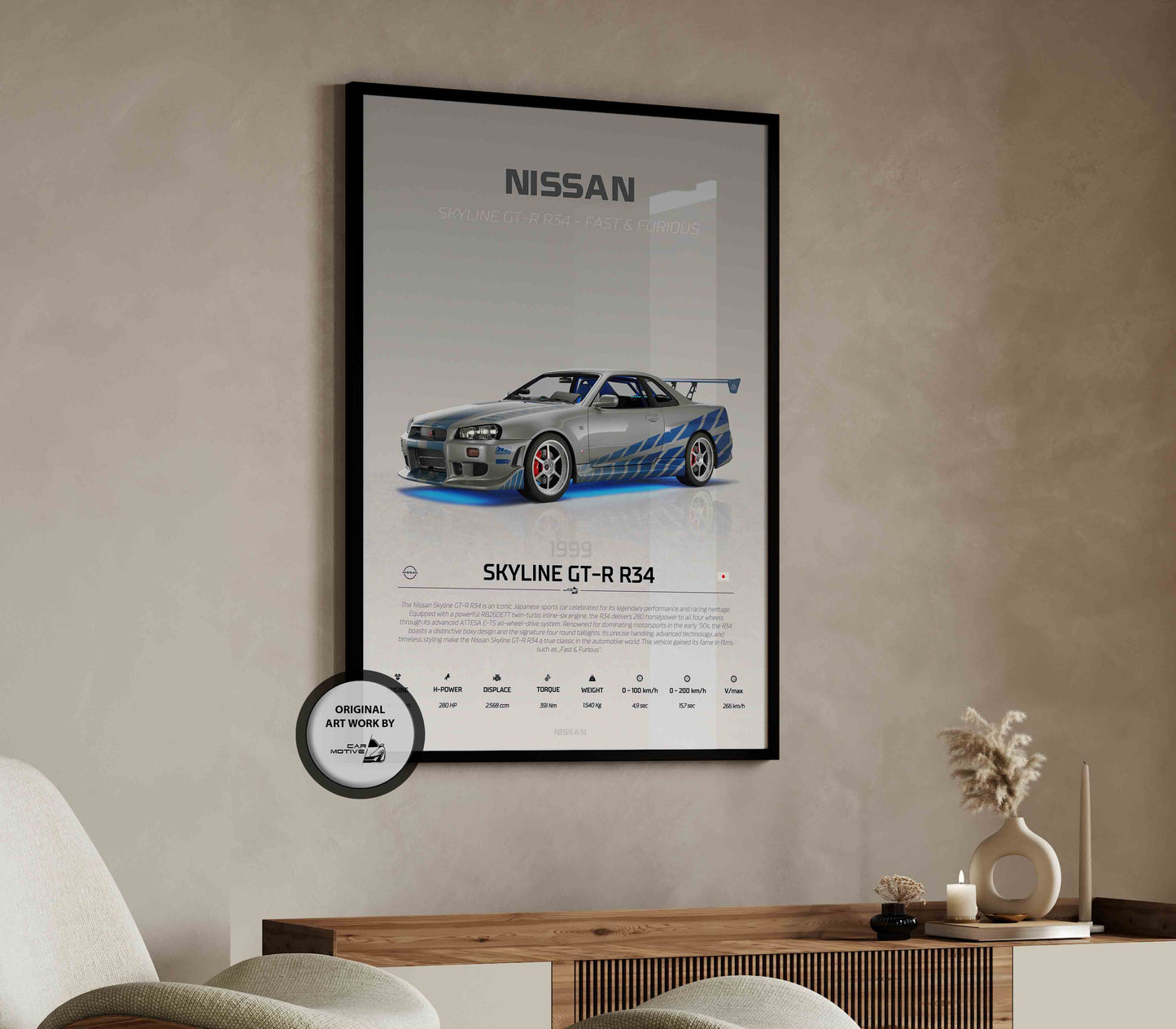 Nissan Skyline GT-R R34 (1999) - STUDIO MONTAGE 3/4 SIDE