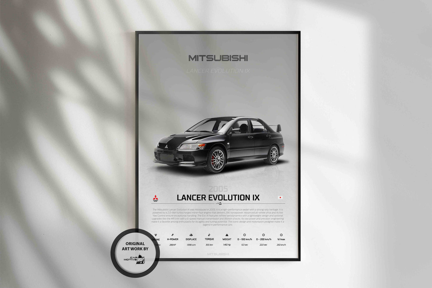 Mitsubishi Lancer EVO IX Poster (2005) - STUDIO MONTAGE 3/4 SIDE